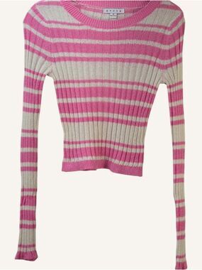 HYFVE Bold Affair Pink Striped Ribbed Sweater Small NIP
